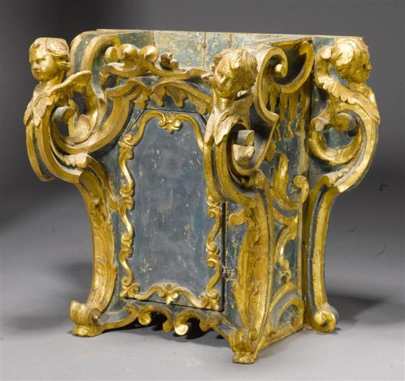 SMALL TABERNACLE CABINET Baroque probably Austria 18th cent Carved green