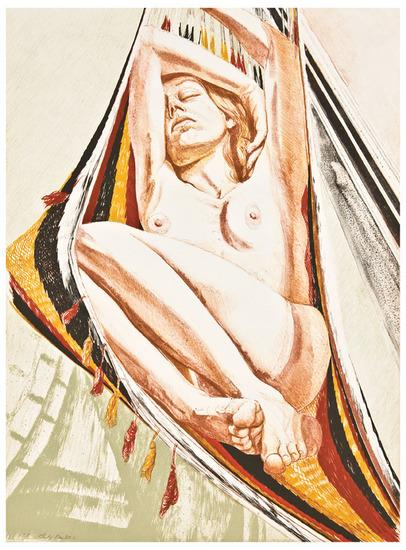 Philip Pearlstein b 1924 Nude on Hammock F 47 and