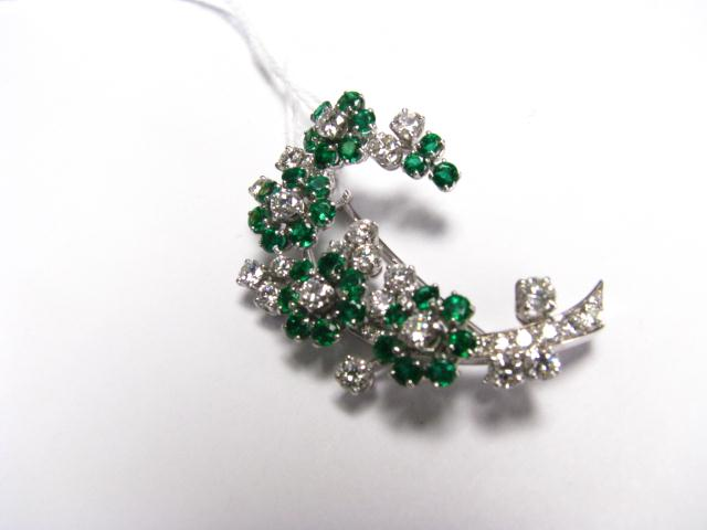 A Vintage Platinum Tiffany Co Diamond 3ct total weight Emerald