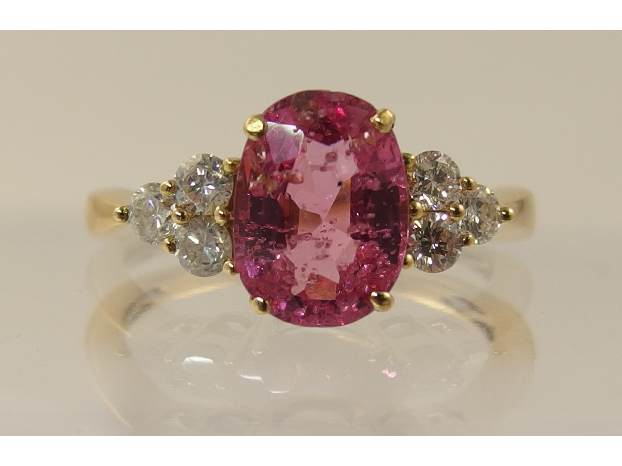An 18ct hot pink spinel and diamond ringdimensions of the