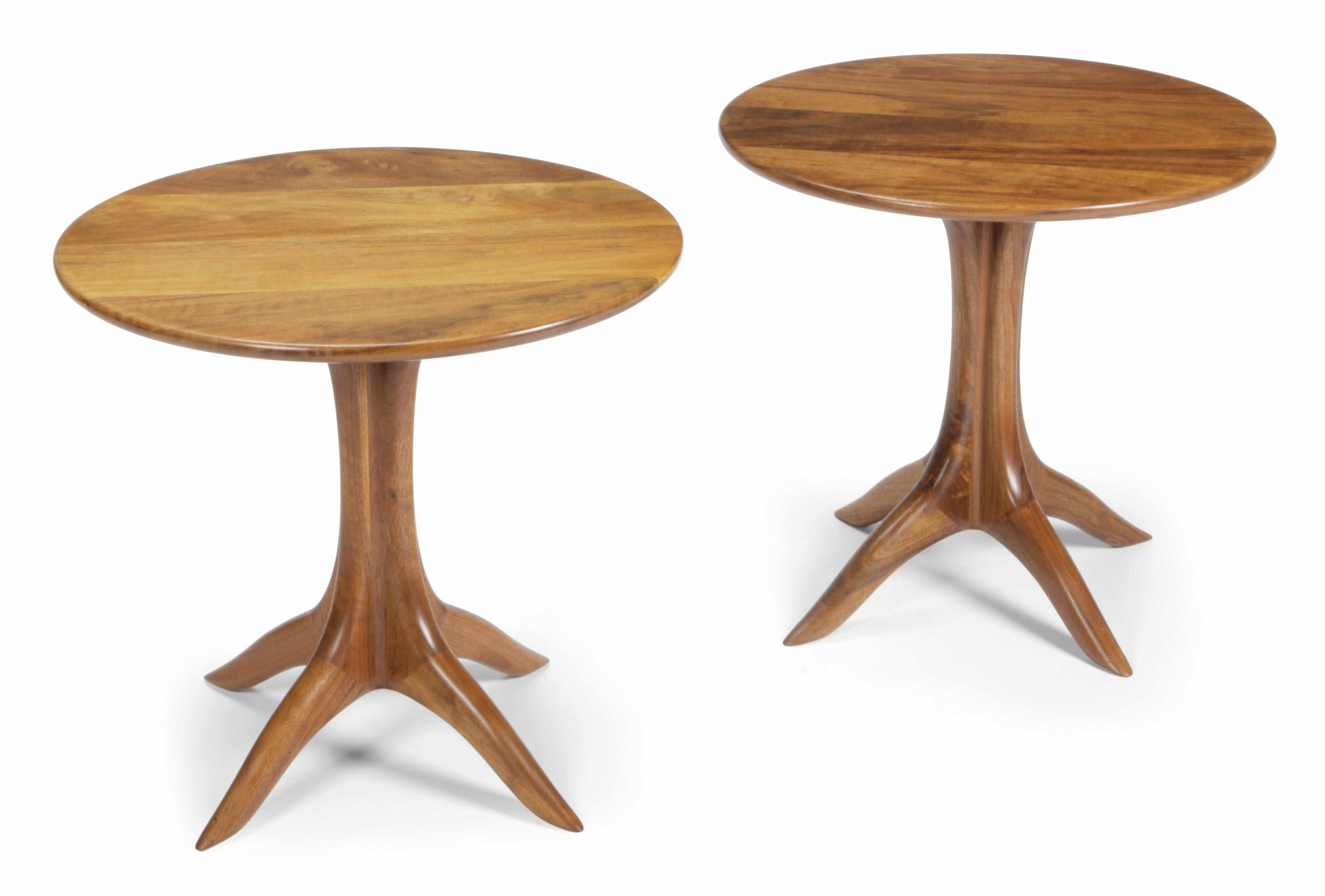 A Sam Maloof walnut and maple circular side table 1990signed