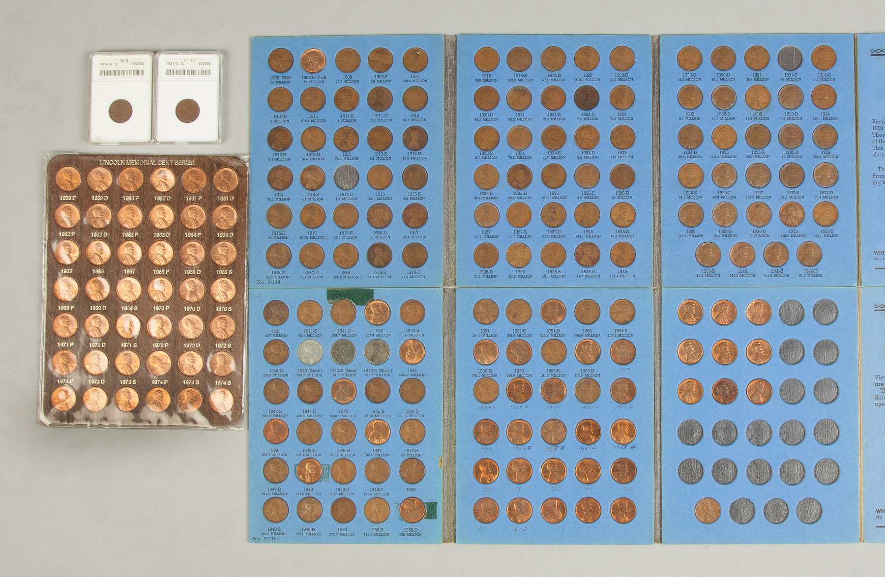 Complete Lincoln Penny Collection 1909 1974 set includes uncirculated 1909SVDB