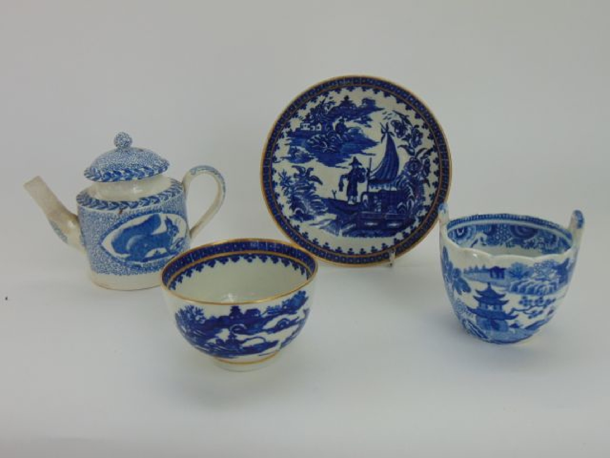 An 18th century tea bowl and saucer probably Worcester with