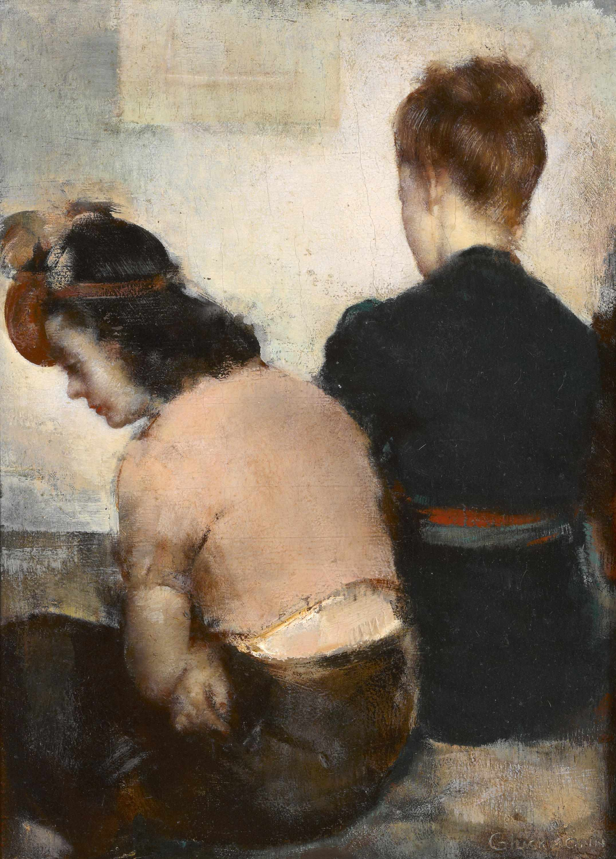 Grigory Gluckmann Russian American 1898 1973 Backstage signed Gluckmann lower