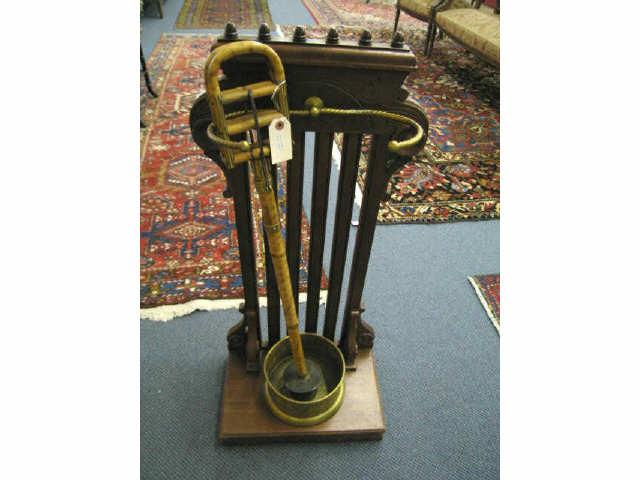 Victorian Mahogany Umbrella Stand brass drip pan with 19th century