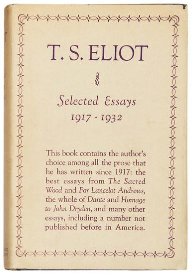 ELIOT T S Selected Essays 1917 1932 New York Harcourt