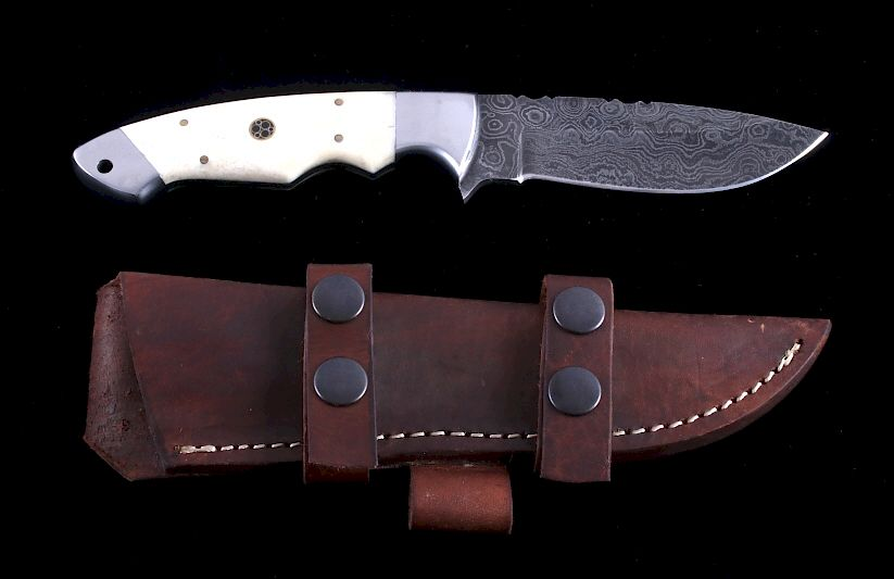 CFK Damascus Exotic Camel Bone Knife Scabbard This is a