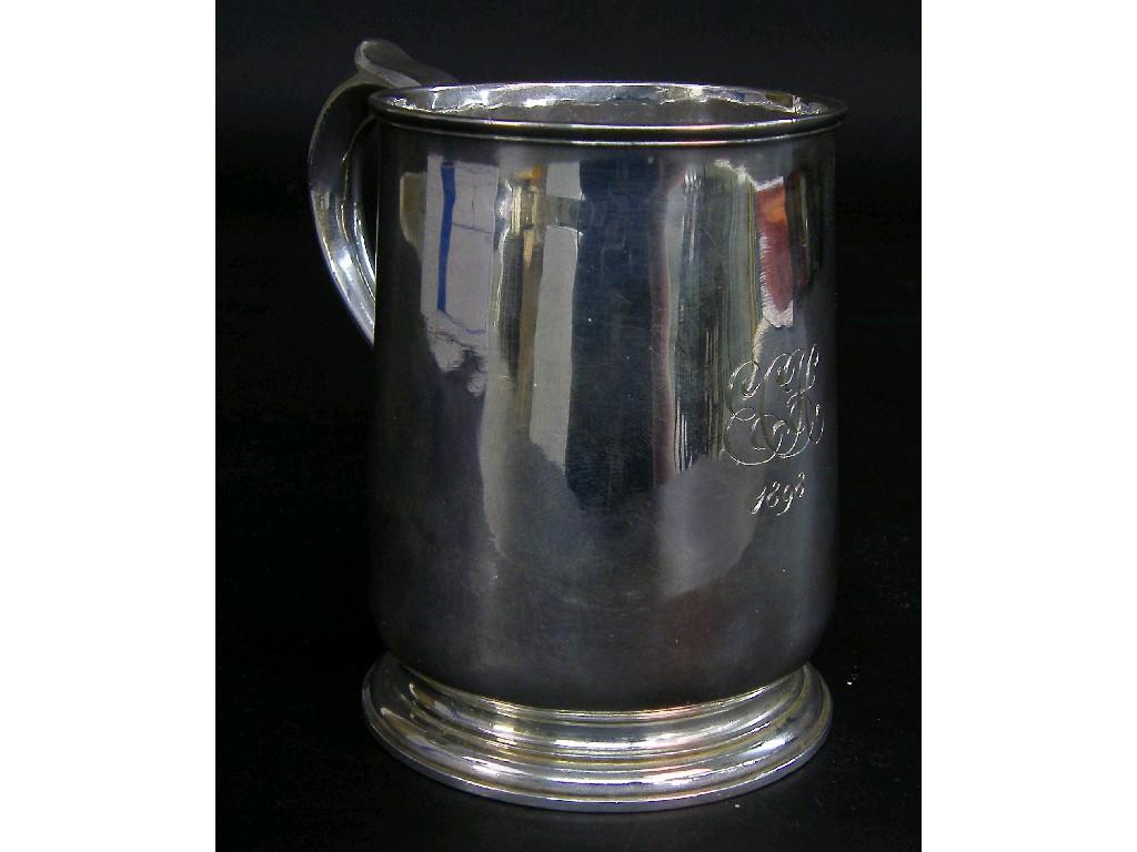 George II pedestal tankard with applied scrolling handle maker Richard