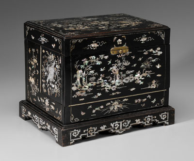 Decanter Set Inlaid Case probably Asian early 20th century case