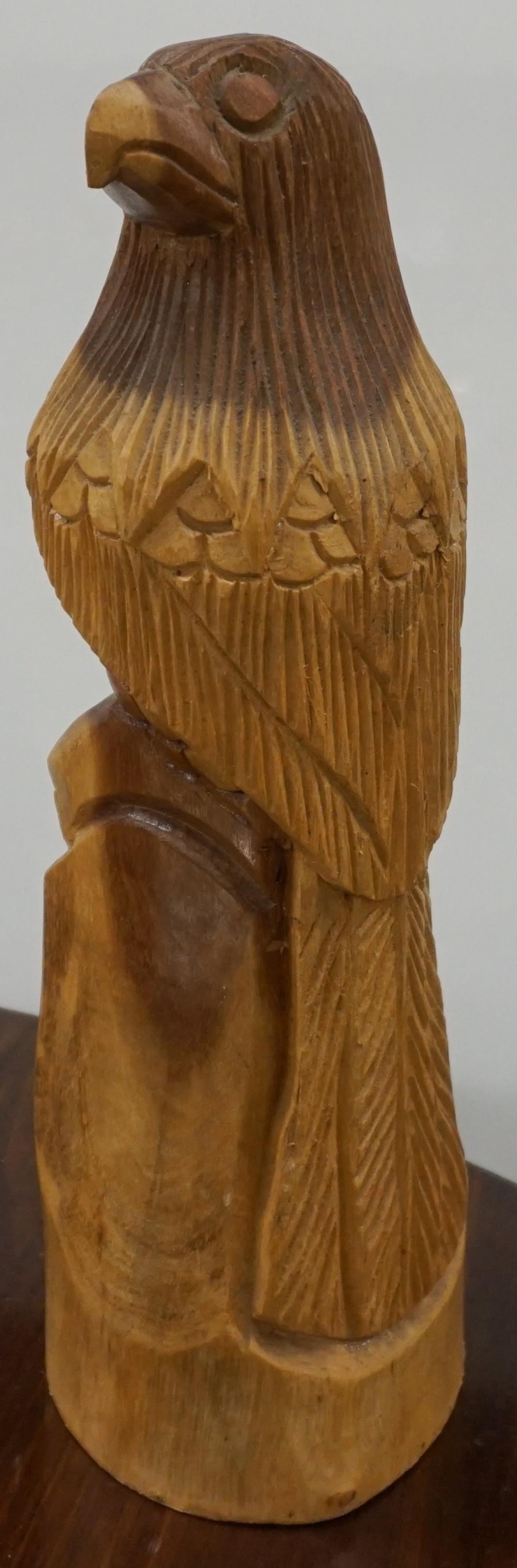 CARVED WOOD FIGURE OF A FALCON H 15 IN 38