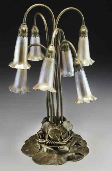 Tiffany bronze seven light lily lamp seven shepherd hook bronze