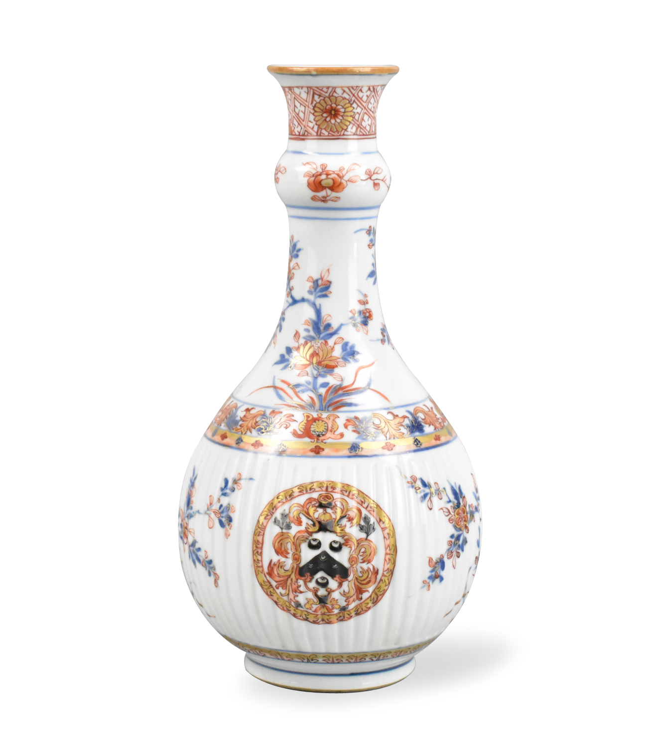 Chinese Kangxi Period Imari style garlic head vase painted in