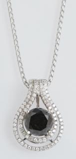 14K White Gold Pendant with a 3 56 carat round