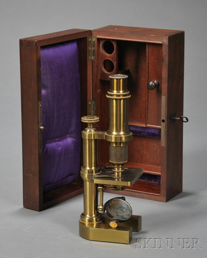 Lacquered Brass Microscope E Hartnack A Piarmowski Paris France with