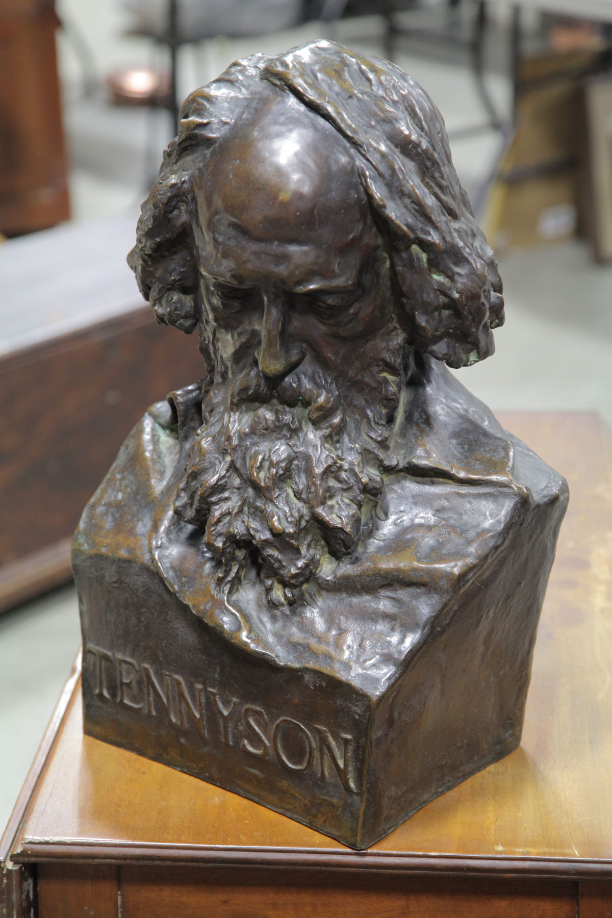 BUST OF TENNYSON New York 20th century bronze Bust of