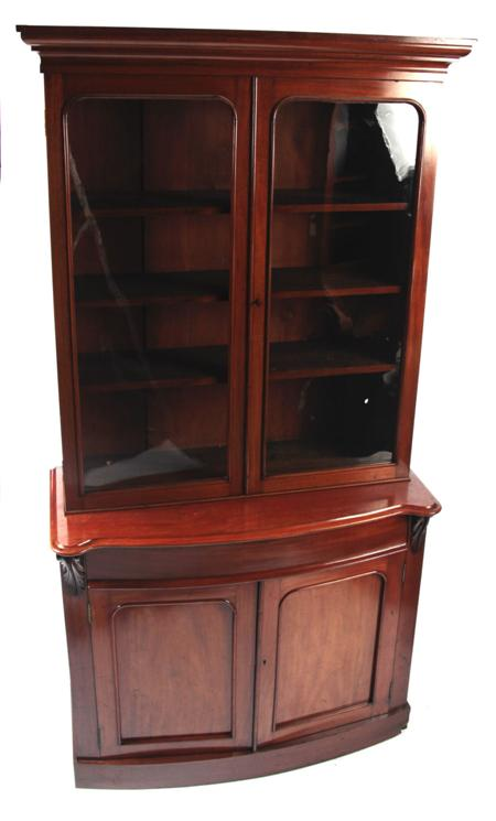 A Victorian mahogany bookcase and undercabinet the projected moulded cornice