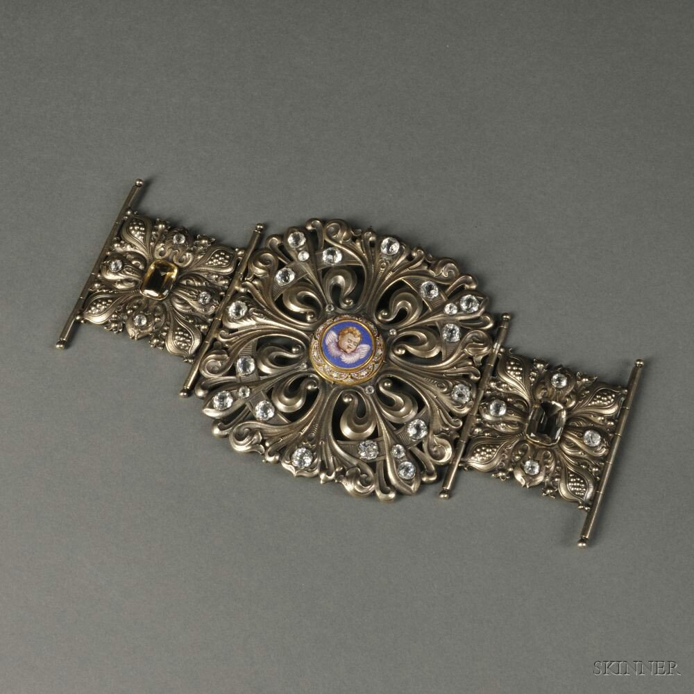Gorham Gem and Micromosaic set Gold washed Sterling Silver Morse