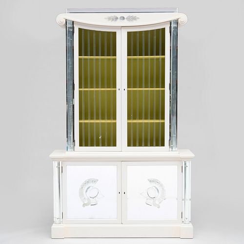 LORIN JACKSON FOR GROSFELD HOUSE PAINTED LUCITE AND MIRRORED CABINETIn