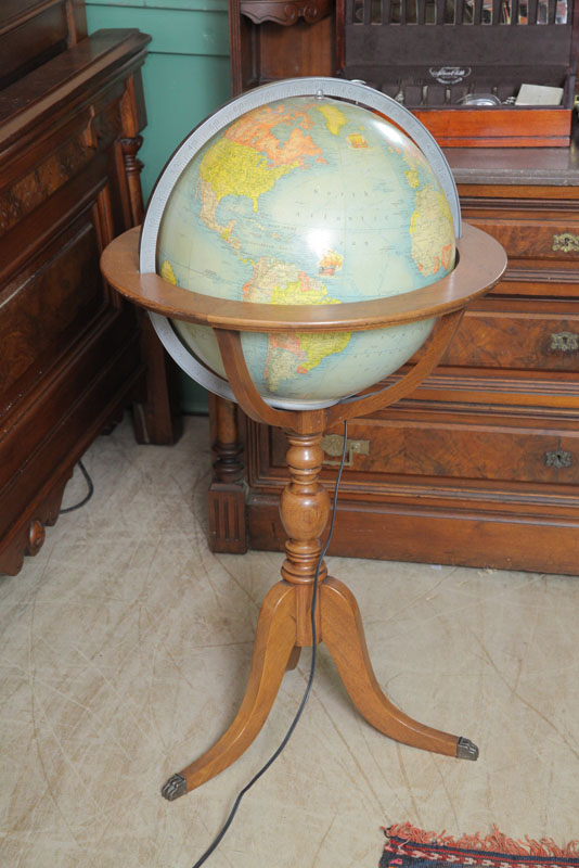 GLOBE ON STAND Rand McNally Indexed Terestial Art Globe Illuminated