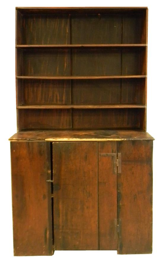 Early American step back cupboard with alterations pine with remnants