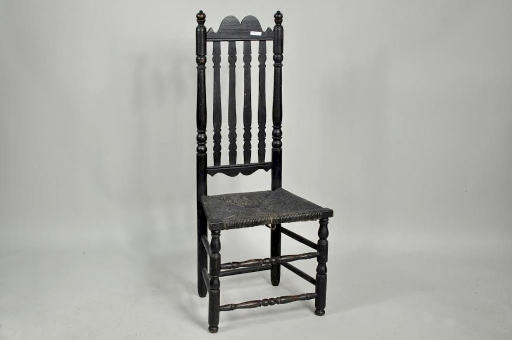 Crested Four Slat Bannister Back Side Chair Massachusetts crested four