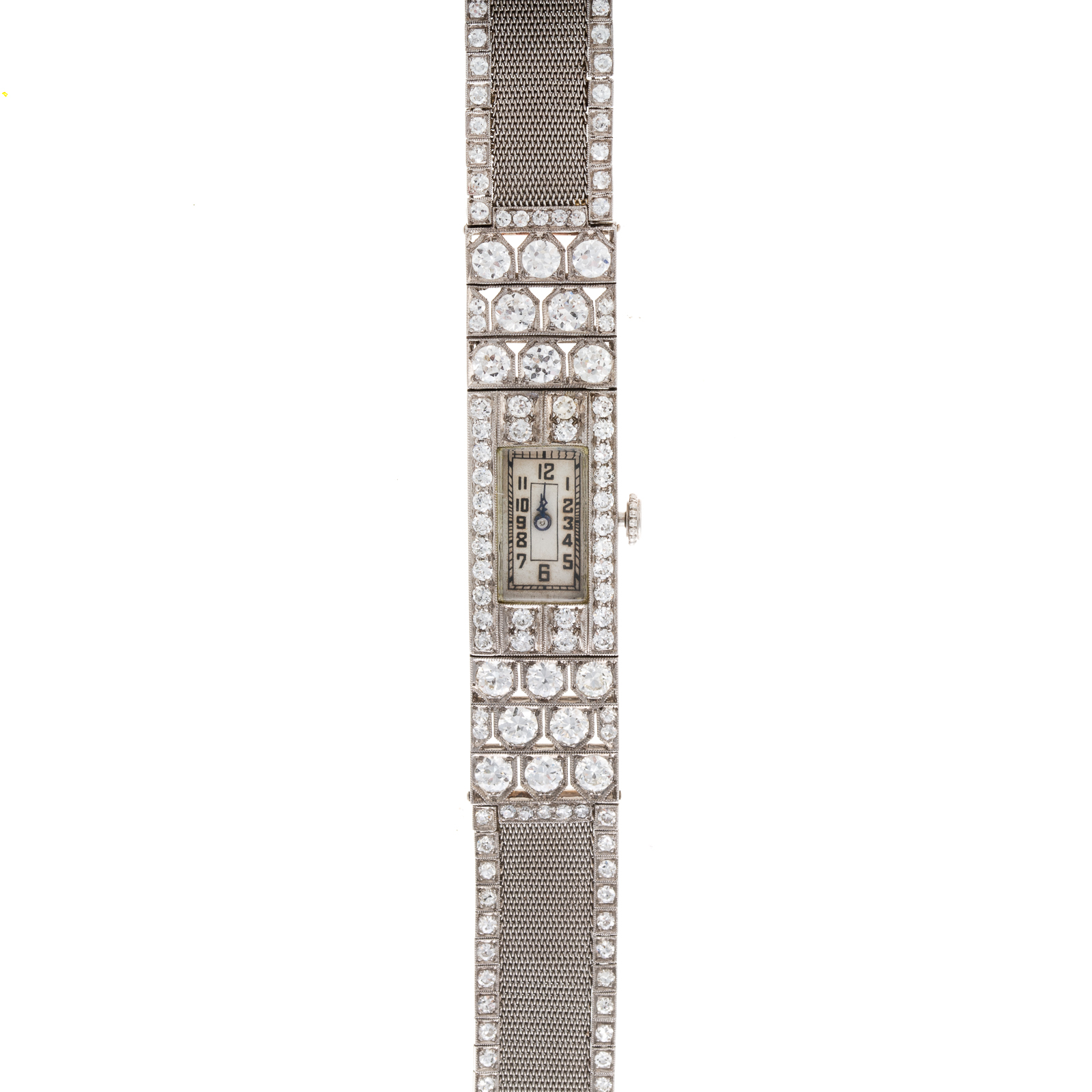 AN ART DECO 6 50 CTW DIAMOND COCKTAIL WATCH Platinum