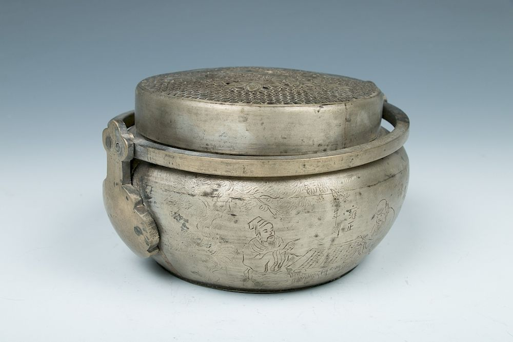 COPPER HAND WARMER AND COVER With rounded shoulders and a