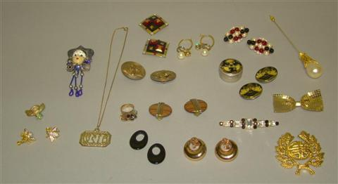 ECCLECTIC GROUP OF COSTUME JEWELRY Incl pearl topped hatpin small