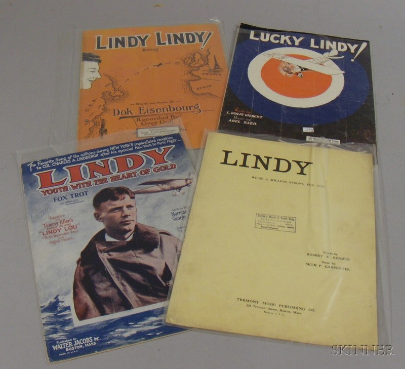 Four Pieces of Early 20th Century Charles A Lindbergh Illustrated