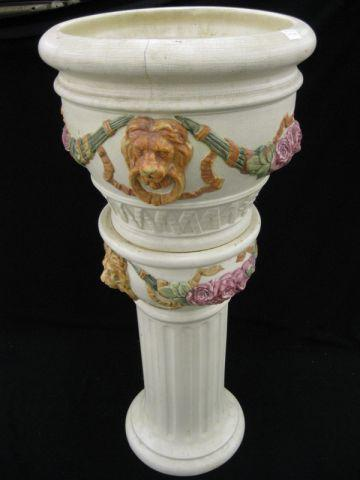 Weller Art Pottery Roma Jardiniere Pedestal large size 16 diameter