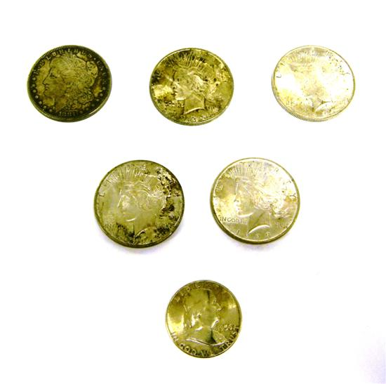 COINS Lot of six Uncirculated silver US Coins most with