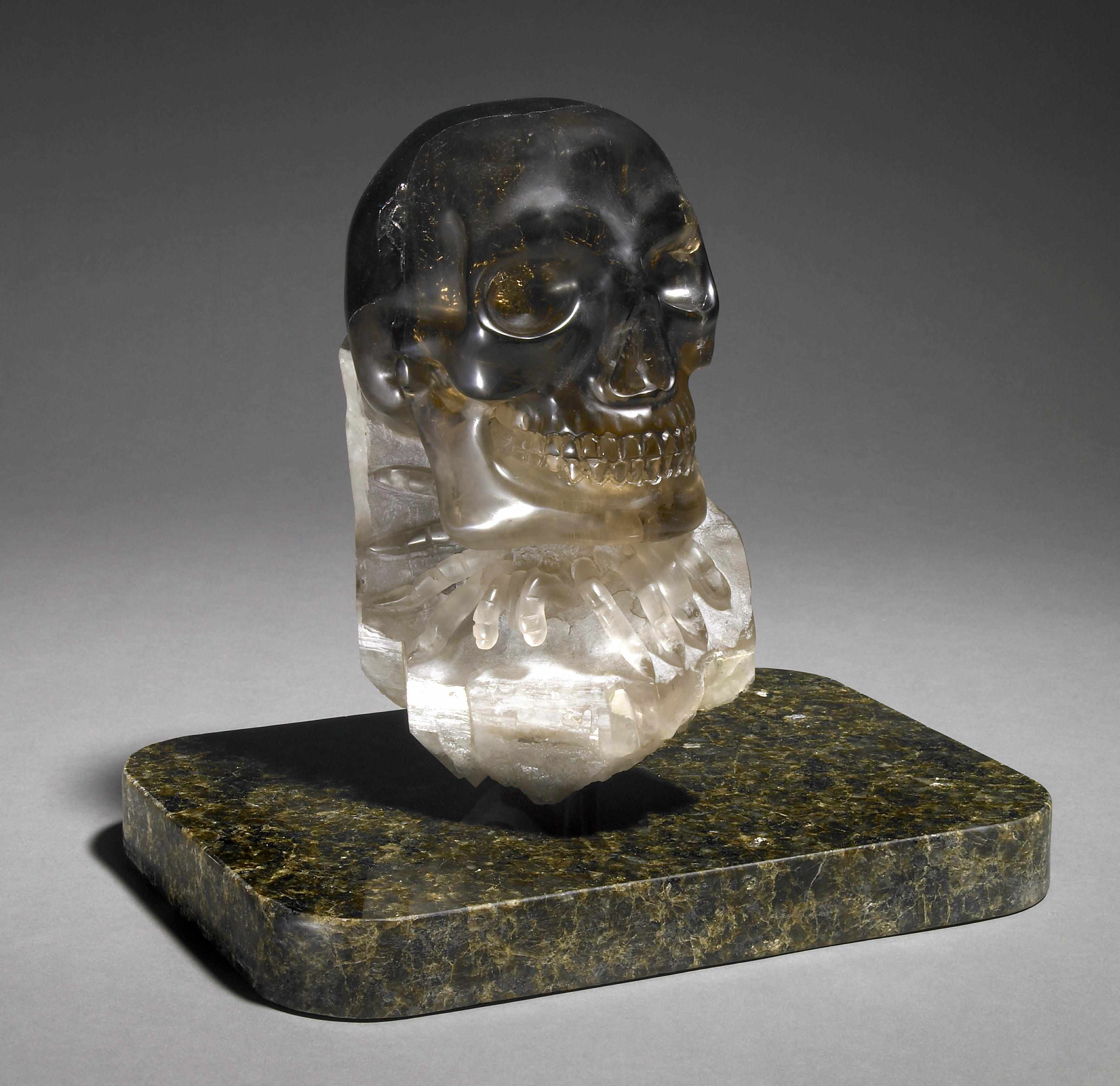 Colorado Smoky Quartz Carving of a Skull and Goliath Bird