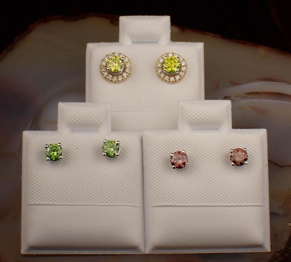 THREE PAIRS OF DIAMOND EAR STUDS AND PAIR OF EARRING