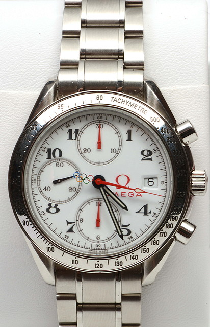 AN OMEGA OLYMPIC GENTLEMAN S CHRONOGRAPH in stainless steel case