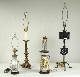 Four Table Lamps Four table lamps comprising a Chinese porcelain