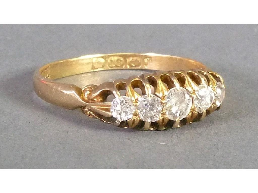 EDWARDIAN 18CT GOLD RING CLAW SET WITH FIVE OLD CUT