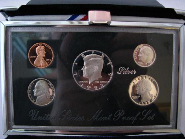 Two 1993 US Mint Premier Silver Proof Sets with boxes