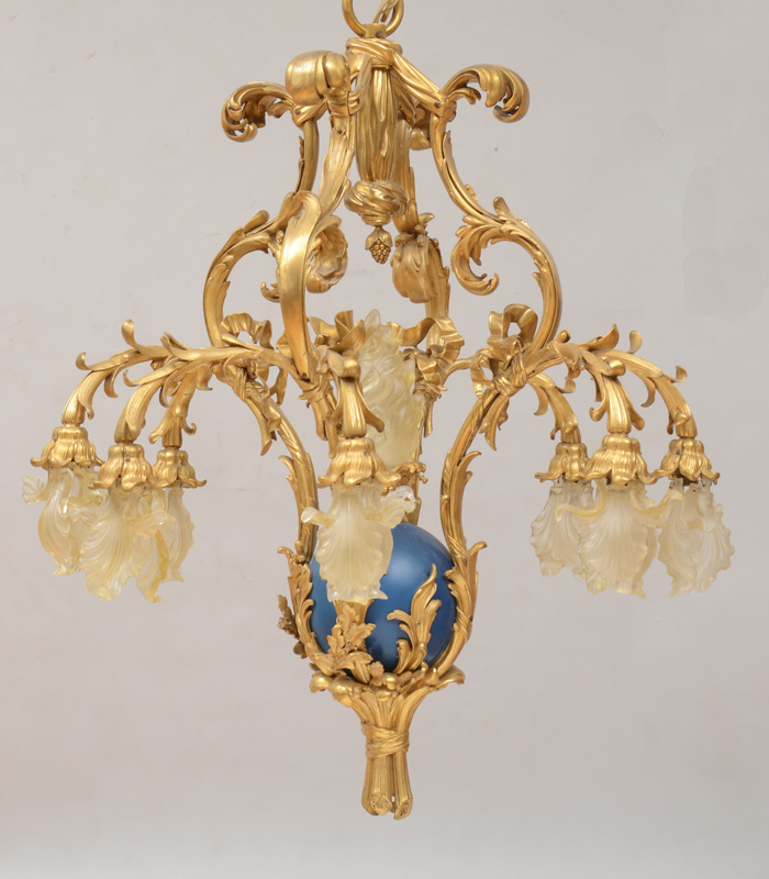 PAIR OF LOUIS XV STYLE BLUE ENAMEL AND GILT BRONZE