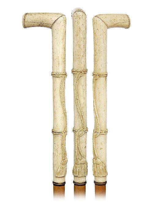 Bone Dress Cane Ca 1870 L shaped bone handle with