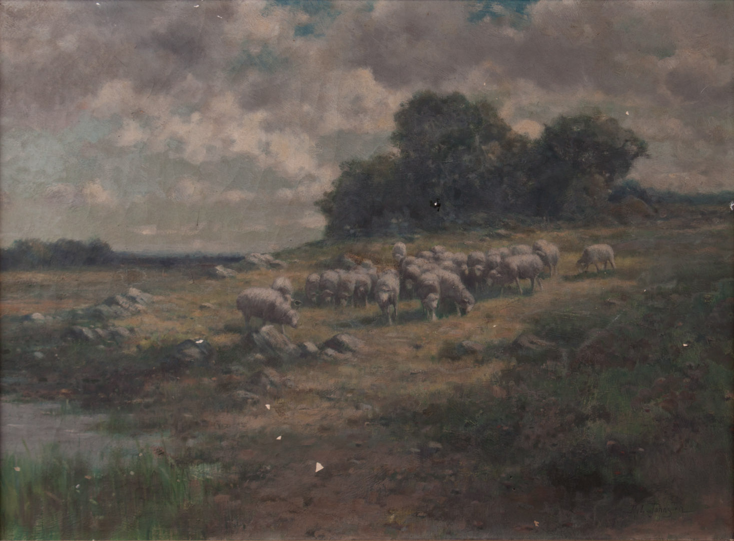 Reuben L Johnston Landscape with Sheep oil Reuben LeGrand Johnston
