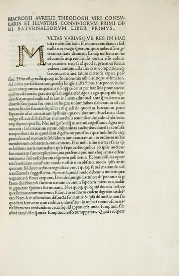 MACROBIUS Ambrosius Theodosius In Somnium Scipionis expositionis Saturnalia Venice Nicolaus