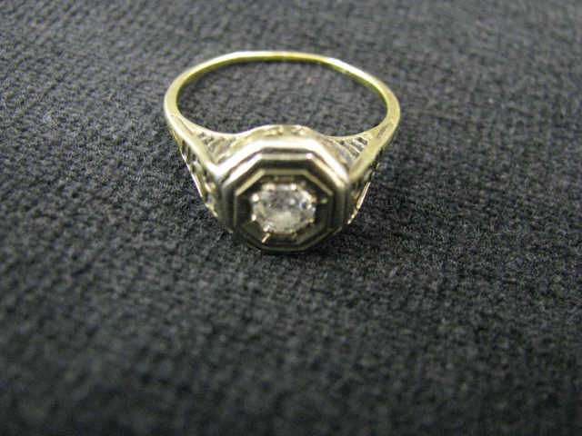 Diamond Filigree Ring 1 4 carat round diamond in 1920