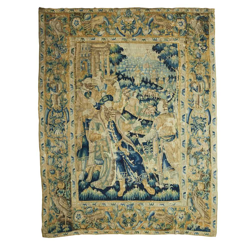 FLEMISH BIBLICAL TAPESTRY THE DEPARTURE OF THE PRODIGAL SON LATE