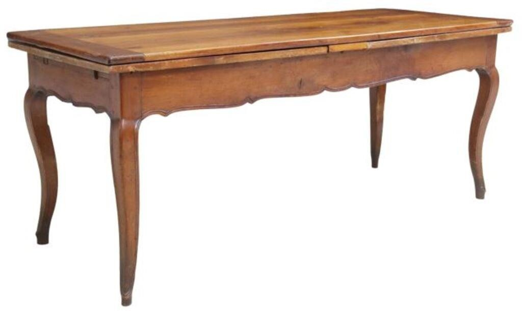 French Provincial fruitwood farmhouse table 19th c tabletop comprised of