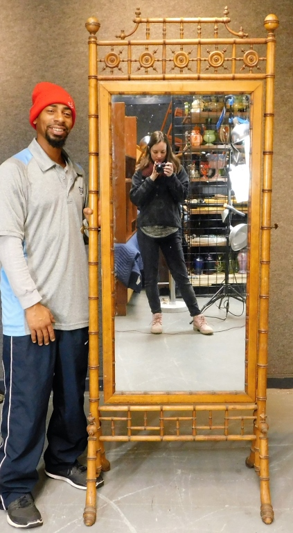 R J HORNER FAUX BAMBOO AESTHETIC CHEVAL MIRROR New York