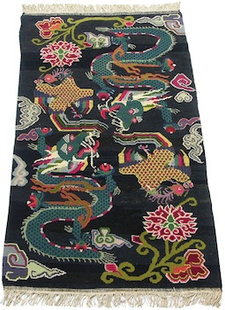 Chinese Design Decorative Carpet Probably Tibetan Extremely dense medium thick