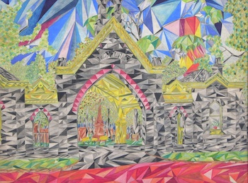 Beni E Kosh American 1917 1993 Woodland Cemetary Watercolor on