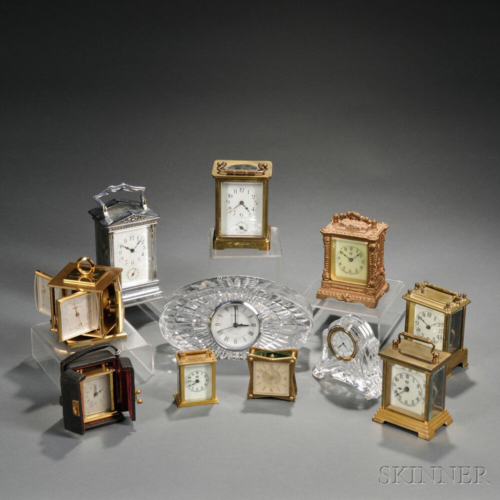 Eleven Small Carriage and Desk Clocks various makers including five