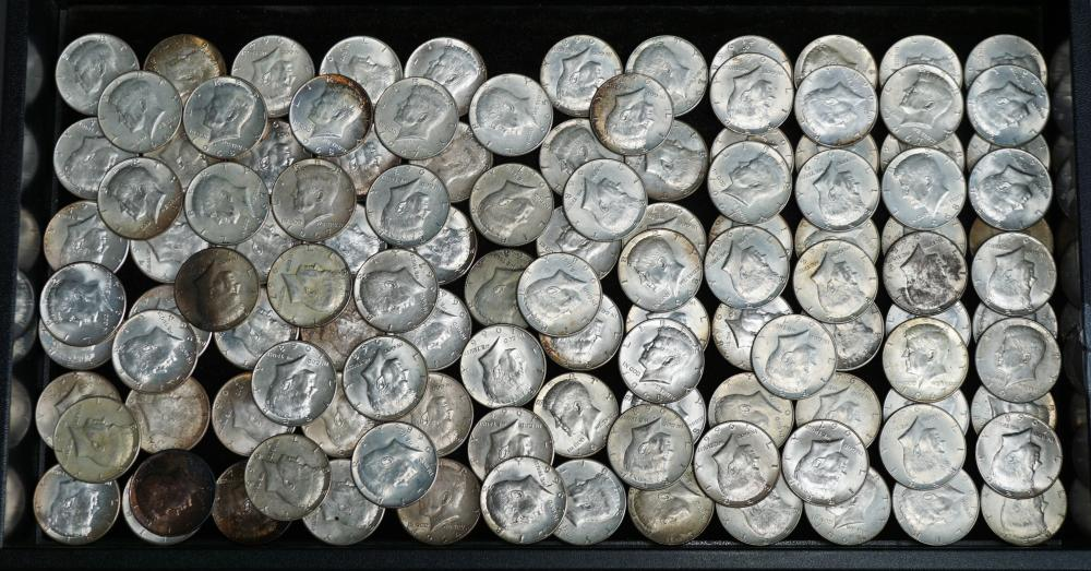 COLLECTION OF 33 KENNEDY 1964 AND 83 SILVER CLAD HALF