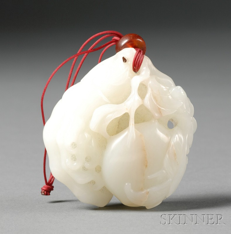 Jade Carving 19th century white jade with russet markings the